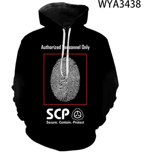 New Spring And Fall Hoodies Cool SCP Men Women Children 3D Printed Hooded Pullove Sweatshirts Boy Girl Kids Streetwear Coat