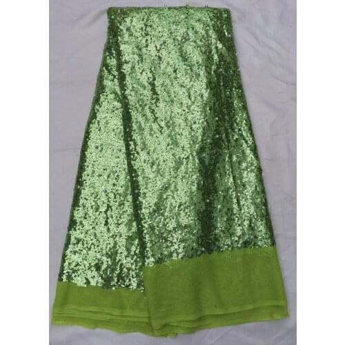 High Quality hot sale lemon green sequins Lace Fabric with white beads french Embroidered Laces Fabric 2520-10