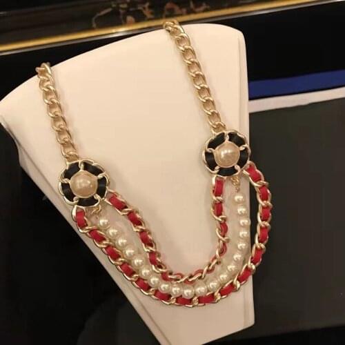 Top Quality Fashion Party Jewelry Pearls Necklace Luxcy Party Long Necklace Vintage Beads Chain Jewelry Neckalce