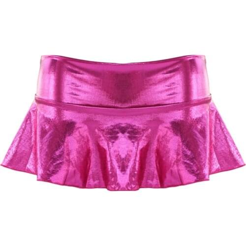 Women Sexy Latex Skirts with Inside Panties Nightclub Party Rave Performance Pole Dance Costumes Shiny Leather Super Mini Skirt