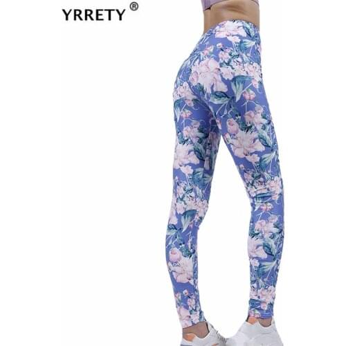 YRRETY Women High Elastic Fitness Sport Gym Leggings Printed Pants Slim Running Tights Sportswear Trousers Ankle-Length Clothing