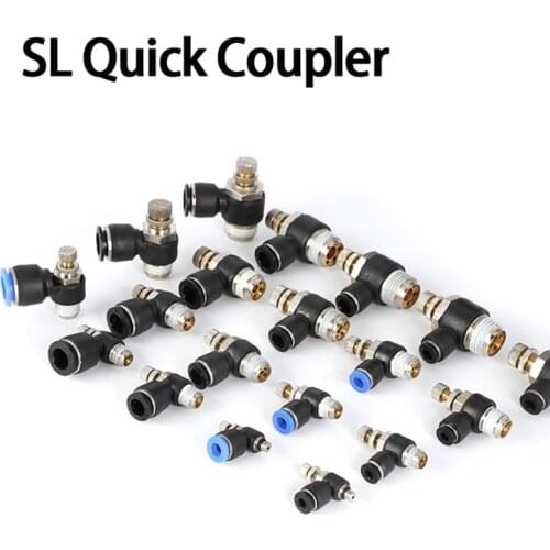 10PCS Pneumatic Fittings Speed Switch SL6-M5 Cylinder Regulating Valve Throttle Valve SL4-01 4mm-12mm Pneumatic Connector SL6-01