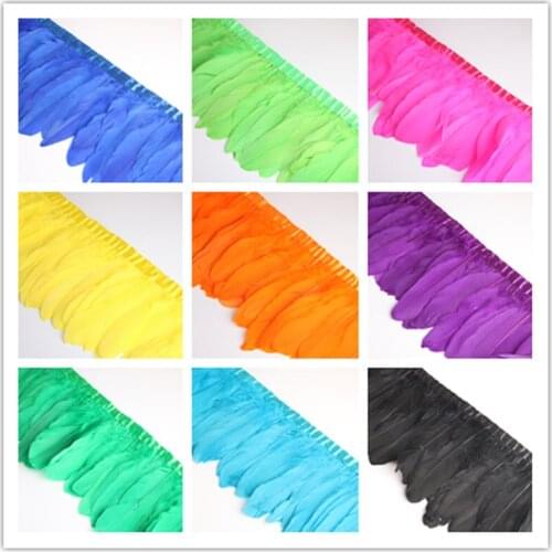 10 Yards/lot Goose Feather Trims Dyed Geese Feather Ribbons 13-18cm Fringes Goose Feather Cloth Belt DIY Plumas Decorative