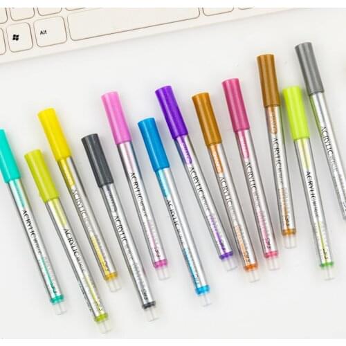 12PCS/Set Acrylic Pearl Marker Pens Highlight Drawing Pen For Student School Office Art Supplies маркеры для скетчинга Caneta