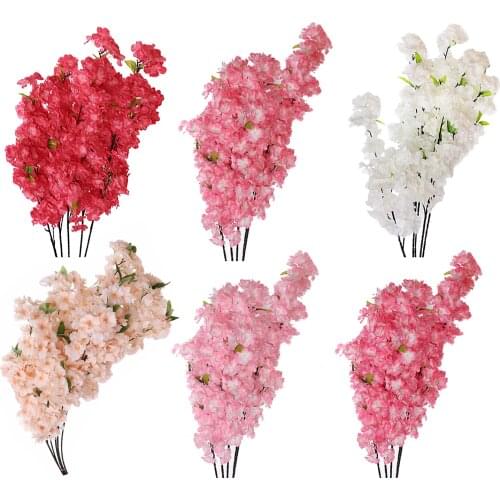 120cm Artificial Flower Branch Fake Cherry Blossom Flowers Home Decoration Wedding arch Elegant Simulation Plants