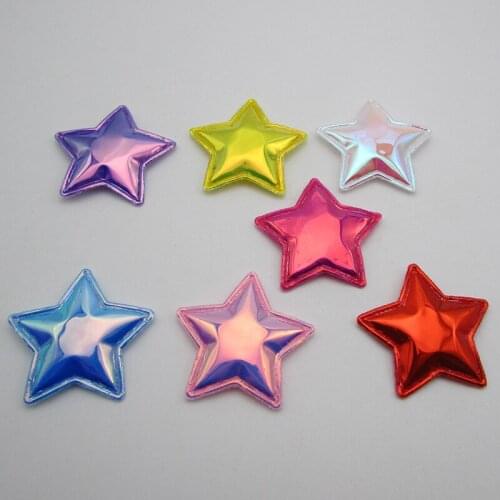20PCS/lot Shiny Pu Star Padded Applique Crafts for Garment Accessories And Girl Hair clip Decoration