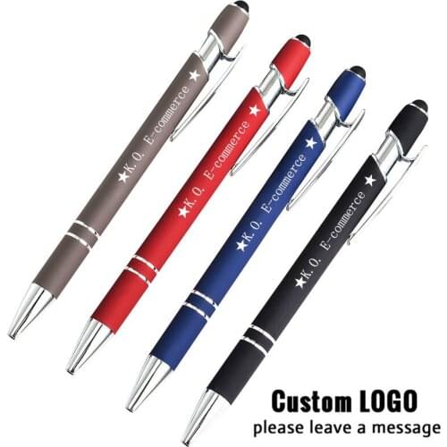 30pcs New Free Custom Logo Metal Two-in-one Capacitive Touch Screen Handwriting Ballpoint Pens Office Gift Pen Touch Writing Pen
