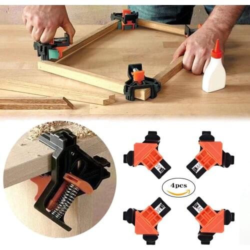 4pcs 90 Degree Right Angle Clamp Fixing Clip Bar Furniture Picture Frame Corner Clamp For Carpentry Woodworking Fixture Tools