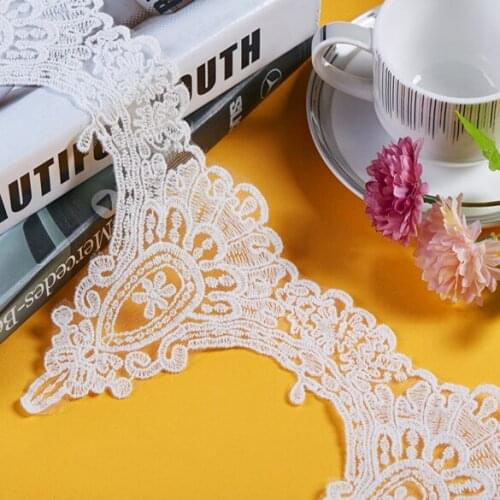 5yards/lot White Width 17cm high quality embroidered lace trim lace fabric for Hair accessories Clothing Wedding Lace