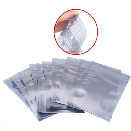 50 PCS Resealable Anti Static Pouch for Electronic Accessories Storage Bag Package ESD Bags Antistatic Aluminum 4 Size Ziplock
