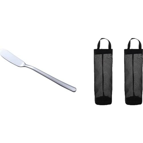 Promotion! Kitchen Tool Knife Butter Cake Cream Blade Spatula with 2 Packs Bag Holder Mesh Storage Dispensers Folding Hanging