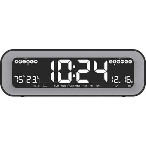 Alarm Clock Radio with Auto Dimming, FM Radio Temperature and Humidity , Dual Alarm, Snooze, Date-Display for Bedroom