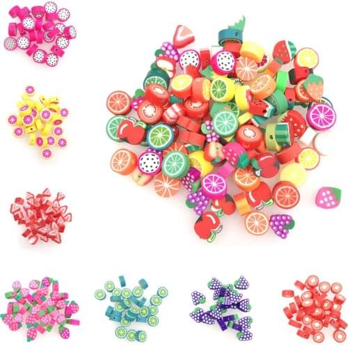 30Pcs/lot 10mm Mixed Fruits Shape Clay Spacer Beads for Jewelry Making Polymer Clay Beads Bracelet DIY Handmade Accessories