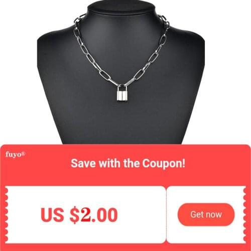 Simple Padlock Pendant Necklace Hip Hop Lock Necklaces for Women Chunky Necklace Chain on the Neck Jewelry