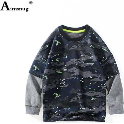 Children Long Sleeve T-shirt Boys Sweatshirt Patchwork 2021 Autumn Fashion Camouflage Top Pullovers Kids Clothing