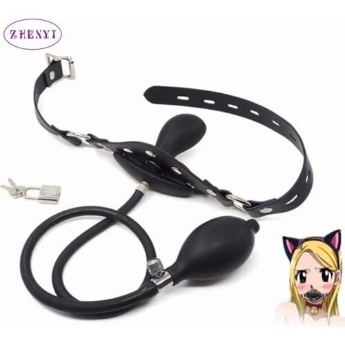 New Liquid Silicone Inflatable Big Mouth Gag Ball Bondage Restraints Adult Games For Couples Flirting Tool BDSM Adult Sex Toys