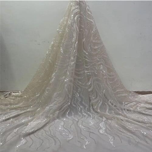 French Lace Fabric High Quality African Nigerian lace fabric Embroidered Tulle Lace Fabric Sequins For Wedding dress jh11-66