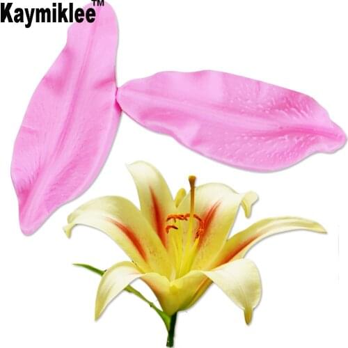 Kaymiklee M446 Lily Flower Petal Leaf Cake Mold Silicone Flower Fondant Mold Cake Decoration Tools DIY Baking Mold 9.4*3.5 cm