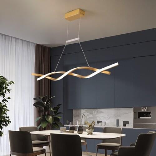 Kobuc Aluminium Pendant Lights Modern Creative Hanging Light Black Gold Ceiling Suspension Light 36 38 46w for Dinging Room