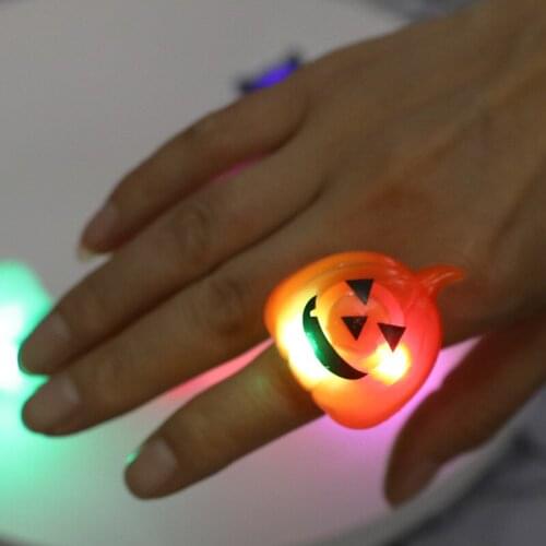 Pumpkin Bats Skull Shape Ring Halloween Theme Colorful Glitter Ring for Halloween Party Props Decoration TS2