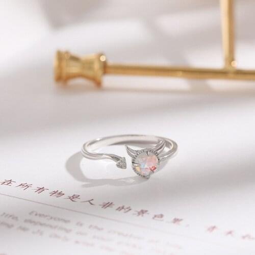 Moonstone Teen Girls Rings Opening Adjustable For Women Little Devil Fashion Creative Design Girl Gift Wedding Jewelry BOYULIGE