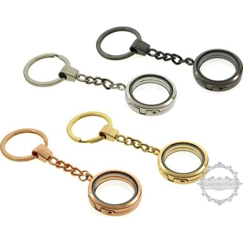 Rose gold,silver,gun black color alloy round photo locket glass charm floating vial prayer box for DIY key chain 1502079