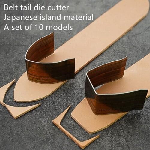 Set of 10 Belt Tail Cutter Die For Leather Knife Mold Japanese Knife Material Manual Handmade Die-cutting
