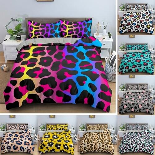 Leopard Bedding Set Queen Soft Bedclothes Twill Bohemian Print Duvet Cover with Pillowcases 2/3pcs Bed Bedlinen