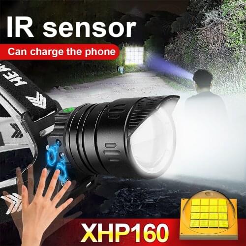 1000000LM XHP160 16-core IR Led Headlamp XHP90 Powerful Led Headlight 18650 Rechargeable Head flashlight Usb Camping Head Lamp