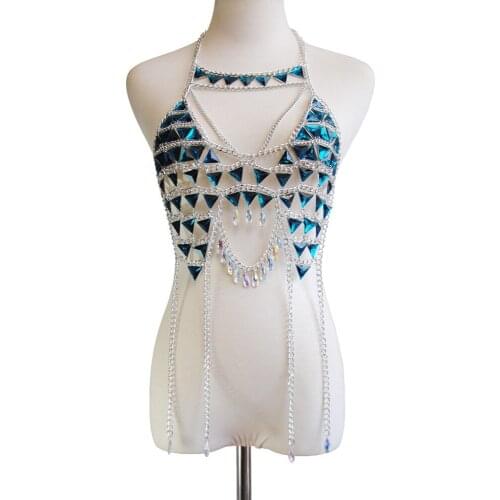 New Hot Sale Body Jewelry Acrylic gem Necklace Sexy Women Camisole handmade Crystal Waist Chain beach party Body Jewelry