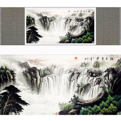 Landscape art painting Mountain and River art painting top quality silk scroll painting