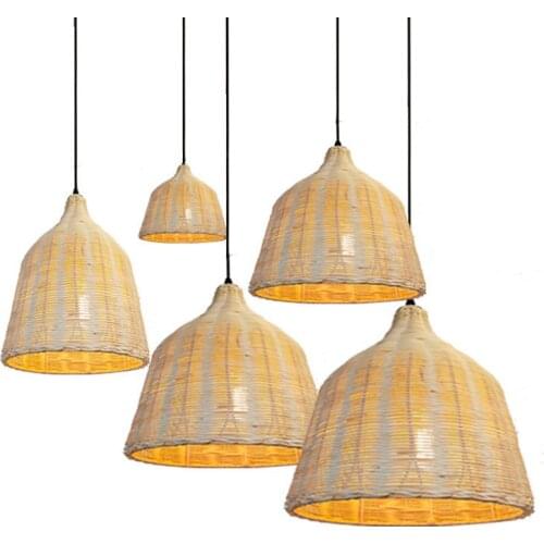 Rattan Pendant Light Lamp Home Room Teahouse Decoration Fixture Bar Indoor Modern Lighting Handmade Lamp Cover WJ622