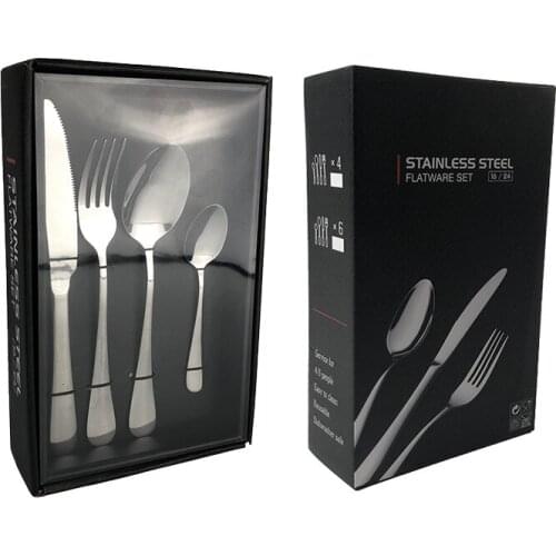 Full Tableware 24-Piece Set Gold Table Cutlery Stainless Steel Knife Fork Spoon Dinnerware Sets Kitchen Device Sets Gift Box