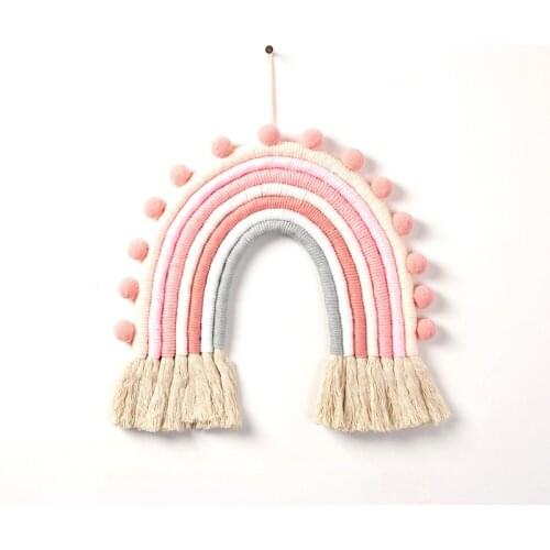 Rainbow Woven Hanging Ornament Handmade Tapestry Nursery Baby Girls Bedroom Wall Decor Toys Living Room Home Decoration Gift