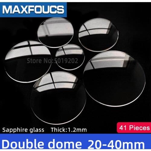 Watch Glass Thick 1.2mm Diameter 20-40 mm Double dome Sapphire Anti scratch Smooth Round Transparent Crystal ，41 pieces Suit