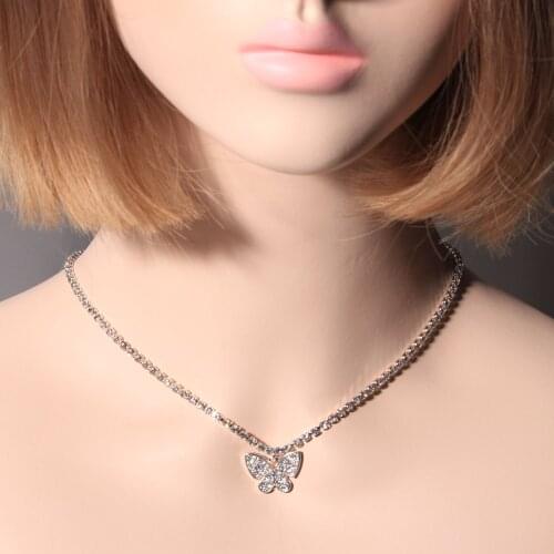 Rhinestone Butterfly Necklace Pendant for Women Bling Crystal Rhinestone Choker Luxury Jewelry Gift