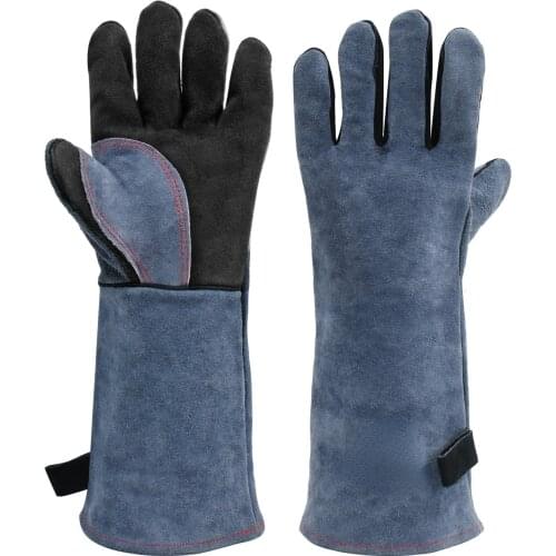 Welding Gloves For Welder works with Blue Palm Welders Thick Cow Split Leather Kitchen Stove Heat Puncture Resistant BBQ Glove