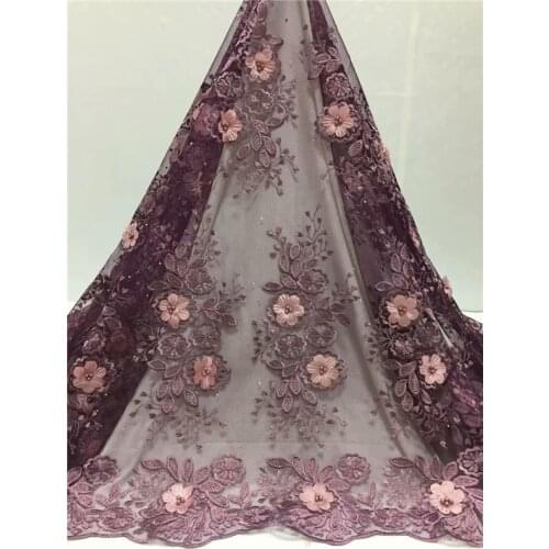 Top French lace fabric 3D embroidery high quality african lace fabric designs sewing bridal wedding party Women tulle lace dress