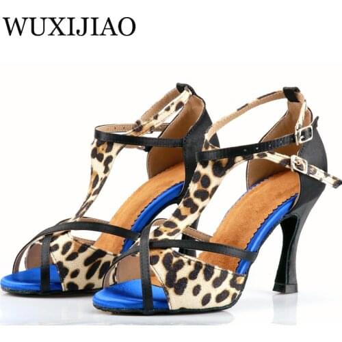 WUXIJIAO New Black Woman Latin Dance Shoes Womens High Heels For Salsa Training Shoes Stage Performance Party Soft Bottom