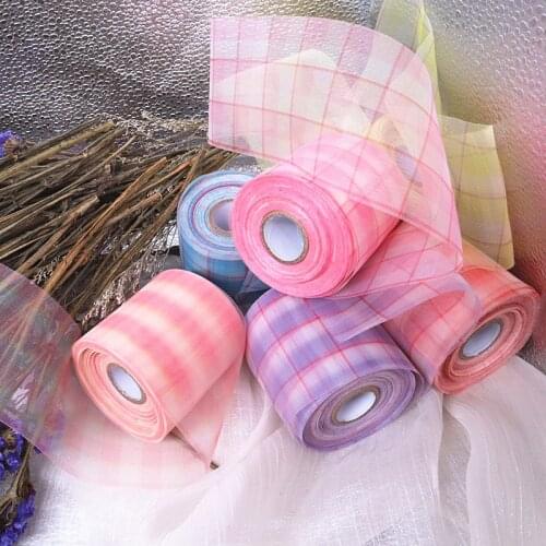 25Yards/roll 6CM Colorful Lattice Foil Tulle Roll Organza Tutu Fabric Baby Shower Party Supplies DIY Hair Bows Handmade Material