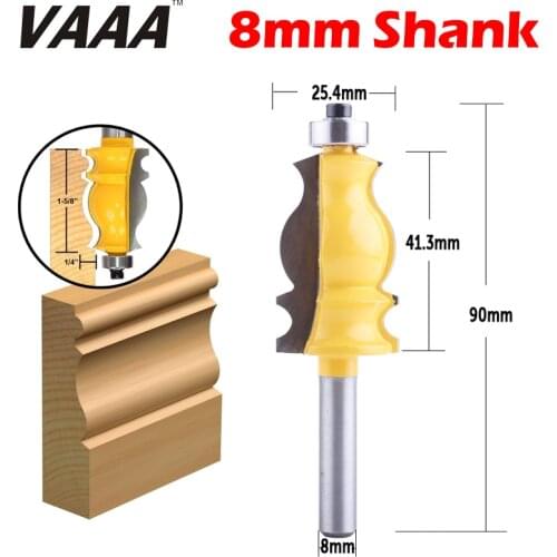 VAAA1PC 8mm Shank Architectural Cemented Carbide Molding Router Bit Trimming Wood Milling Cutter for Woodwork Cutter Power Tools