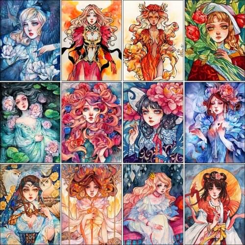 XUEQIXIAOZU 5D Diy Diamond Painting Cartoon Girl Portrait Full Square/Round Diamond Embroidery Mosaic Kit HD Canvas New Products
