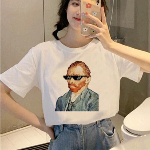 Van Gogh Harajuku Aesthetic T Shirts Summer Women Tshirt Women Oil Painting Funny T-shirt 90s Vintage Tshirt Fashion Top Tees