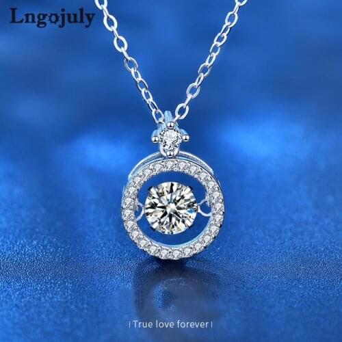 925 Sterling Silver Beating Smart Clavicle Necklace Moissanite Pendant Necklace For Women Bride Wedding Party Silver 925 Jewelry