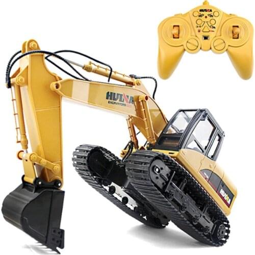 1:14 HUINA 1550 TOYS Alloy Remote Control Excavator 15 Channel 2.4GHz Digger Excavator RC Model Toy