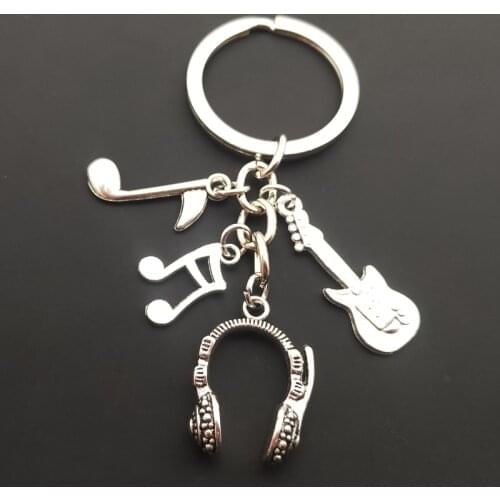1Pc Music DJ Headphone Keychain Guitar Note Keyring Gift Mens Womens Gift Jewelry Diy Handmade Jewelry