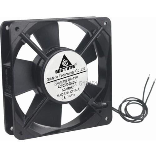 20 pieces Gdstime AC 220V 240V 12CM 120MM 120X120X25MM 2 Wires Sleeve Bearing Computer Case Cooling Cooler Fan Axial Fan