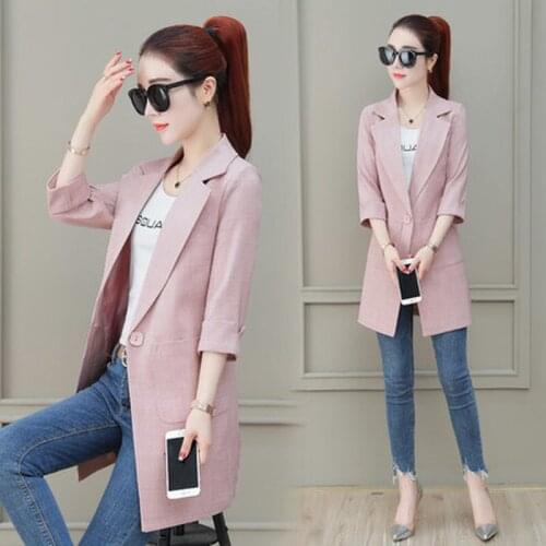 2019 spring and autumn new ladies fashion long section casual thin section suits tide