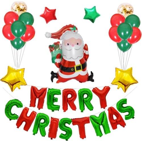 33pcs/lot Merry Christmas Helium Foil Balloons Set Santa Claus Tree Snowman Theme Xmas Party Decoration Air Globos