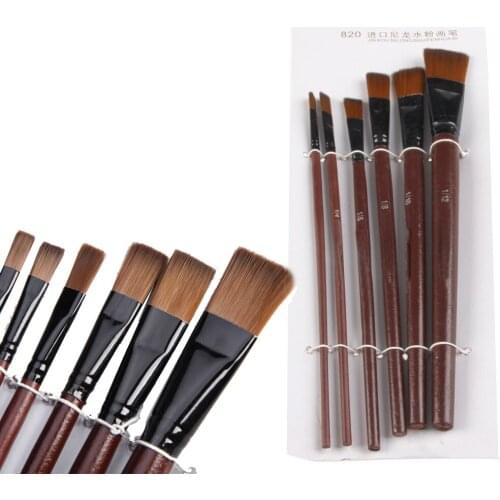 6Pcs Nylon Acrylic Oil Paint Gouache Brushes for artist Supplies Watercolor Set K5DB